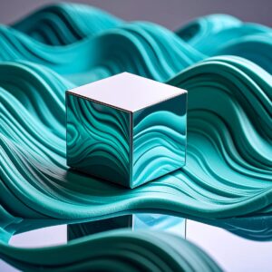 Firefly_tableau avec pâte à modeler à forme de vagues et avec un cube miroir 424689