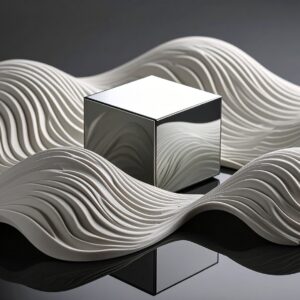 Firefly_tableau avec pâte à modeler à forme de vagues et avec un cube miroir 535940