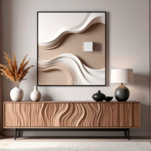 Firefly_tableau avec pâte à modeler à forme d'ondulations, vagues et avec un cube miroir insé 259635